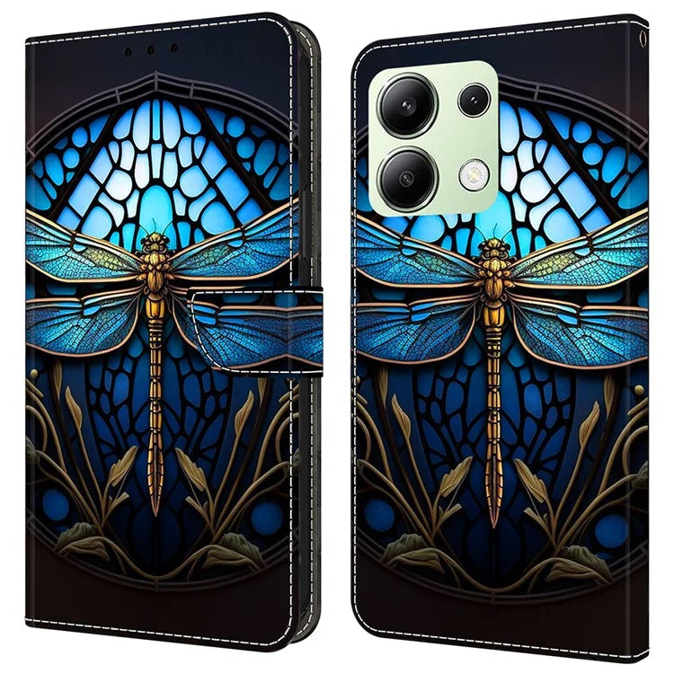 For Xiaomi Redmi Note 13 4G Case Pattern Printed Protective Cover TPU+PU Leather Flip Phone Case