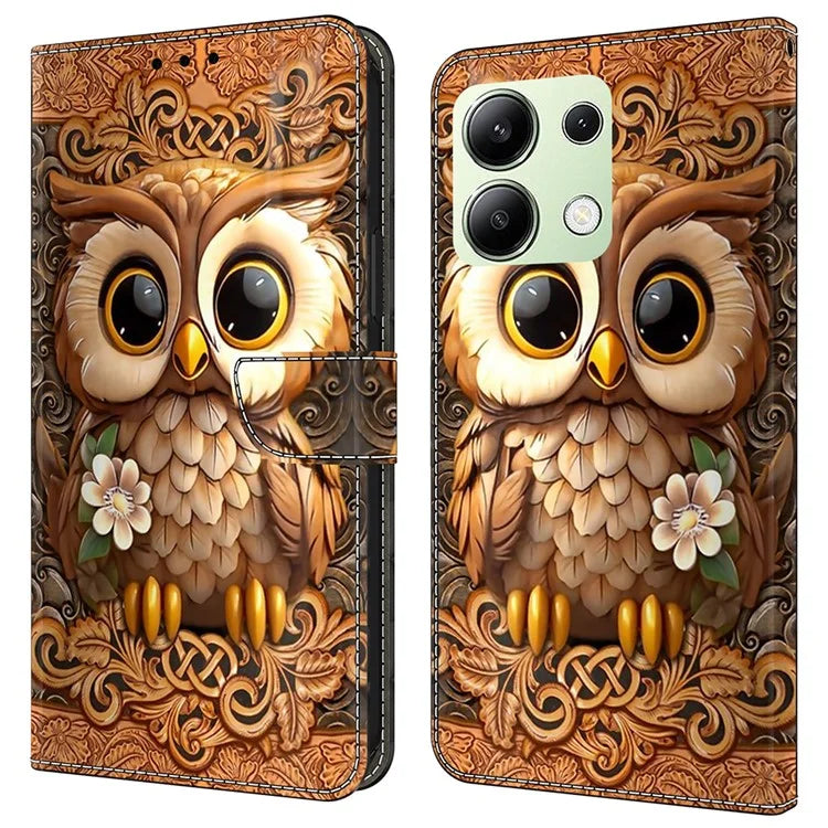 For Xiaomi Redmi Note 13 4G Case Pattern Printed Protective Cover TPU+PU Leather Flip Phone Case