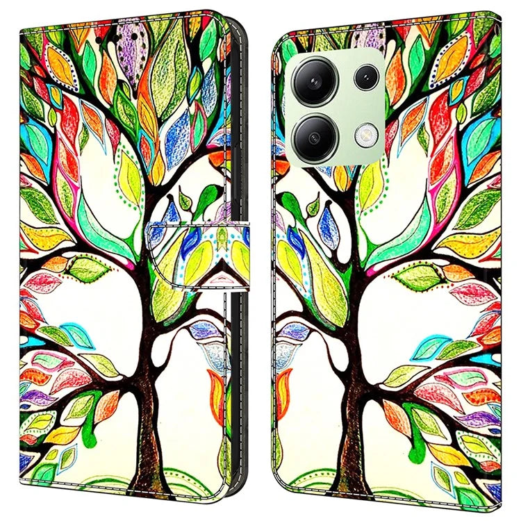 For Xiaomi Redmi Note 13 4G Case Pattern Printed Protective Cover TPU+PU Leather Flip Phone Case