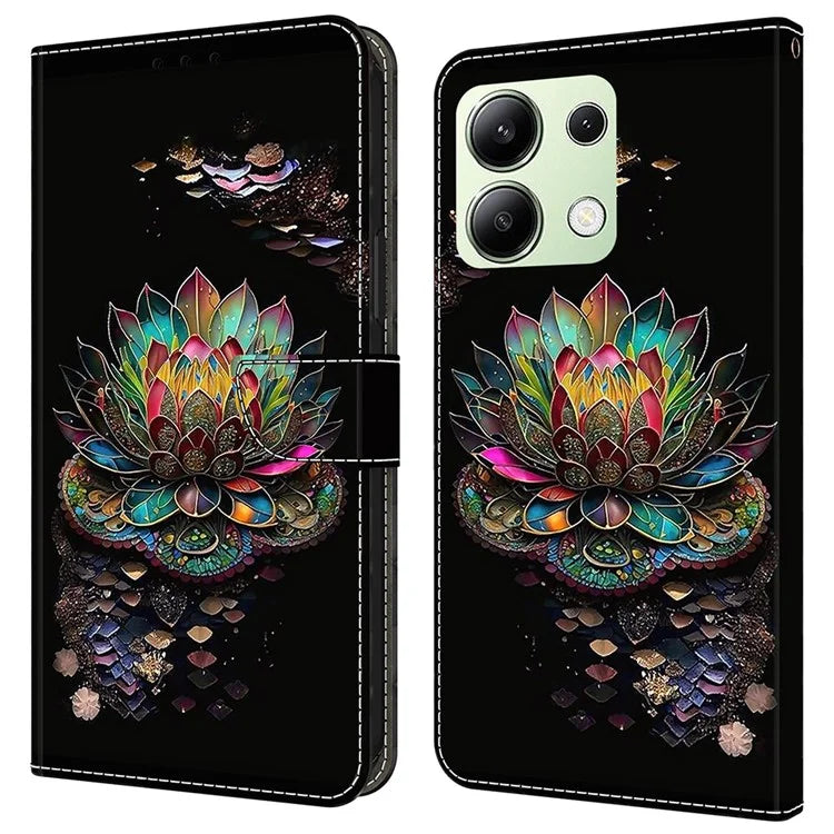 For Xiaomi Redmi Note 13 4G Case Pattern Printed Protective Cover TPU+PU Leather Flip Phone Case
