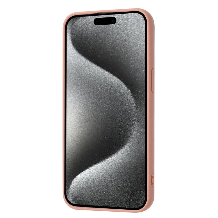 For iPhone 15 Pro Case Drawing Type Card Slots Litchi Texture Leather Back Cover with Ring Kickstand