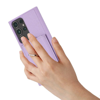 For Samsung Galaxy S23 Ultra Case Drawing Type Card Slots Litchi Texture Leather Back Cover with Ring Kickstand