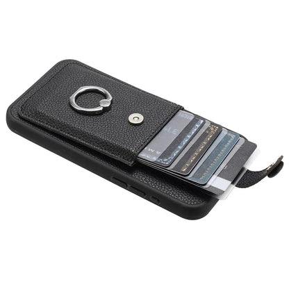 For Samsung Galaxy S23 Case Drawing Type Card Slots Litchi Texture Leather Back Cover with Ring Kickstand