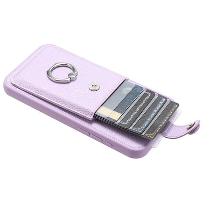 For Samsung Galaxy S23 Case Drawing Type Card Slots Litchi Texture Leather Back Cover with Ring Kickstand