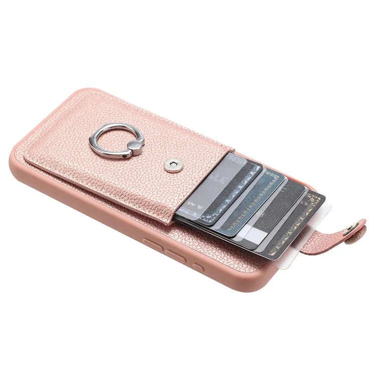 For Samsung Galaxy S24 Ultra Case Drawing Type Card Slots Litchi Texture Leather Back Cover with Ring Kickstand