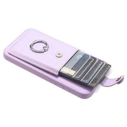 For Samsung Galaxy S24 Ultra Case Drawing Type Card Slots Litchi Texture Leather Back Cover with Ring Kickstand