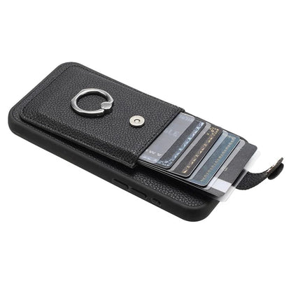 For Samsung Galaxy S24 Ultra Case Drawing Type Card Slots Litchi Texture Leather Back Cover with Ring Kickstand