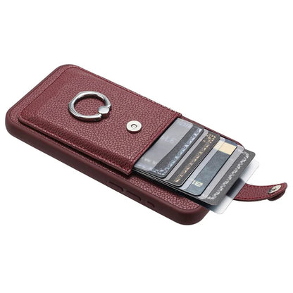 For Samsung Galaxy S24 Ultra Case Drawing Type Card Slots Litchi Texture Leather Back Cover with Ring Kickstand