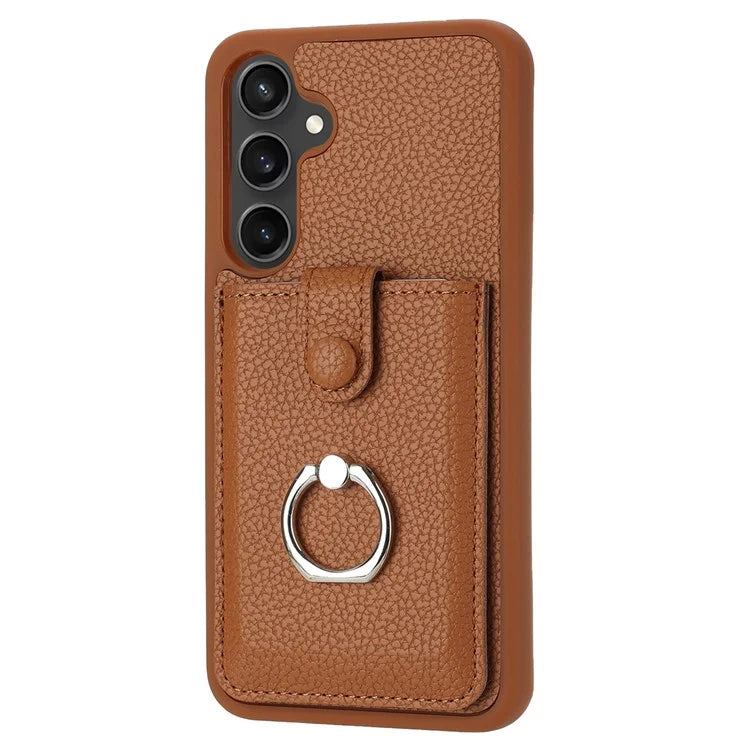 For Samsung Galaxy A35 5G Case Drawing Type Card Slots Litchi Texture Leather Back Cover with Ring Kickstand
