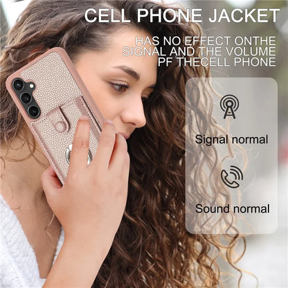 For Samsung Galaxy A35 5G Case Drawing Type Card Slots Litchi Texture Leather Back Cover with Ring Kickstand