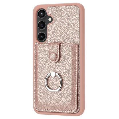 For Samsung Galaxy A55 5G Case Drawing Type Card Slots Litchi Texture Leather Back Cover with Ring Kickstand