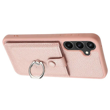 For Samsung Galaxy A55 5G Case Drawing Type Card Slots Litchi Texture Leather Back Cover with Ring Kickstand
