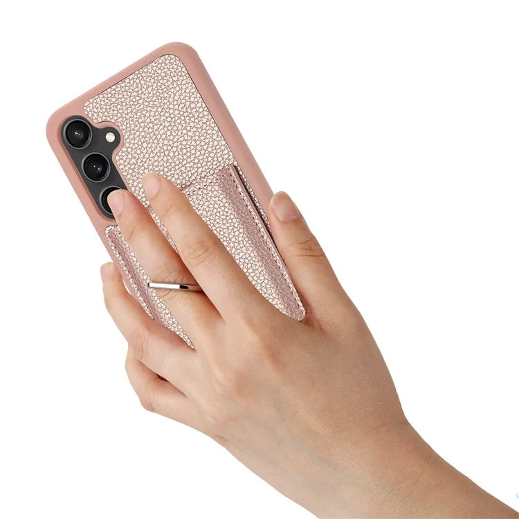 For Samsung Galaxy A55 5G Case Drawing Type Card Slots Litchi Texture Leather Back Cover with Ring Kickstand