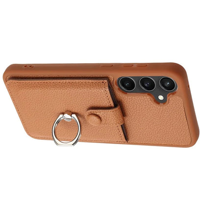 For Samsung Galaxy A55 5G Case Drawing Type Card Slots Litchi Texture Leather Back Cover with Ring Kickstand