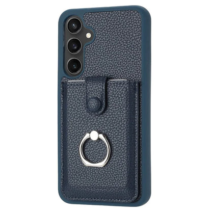 For Samsung Galaxy A55 5G Case Drawing Type Card Slots Litchi Texture Leather Back Cover with Ring Kickstand