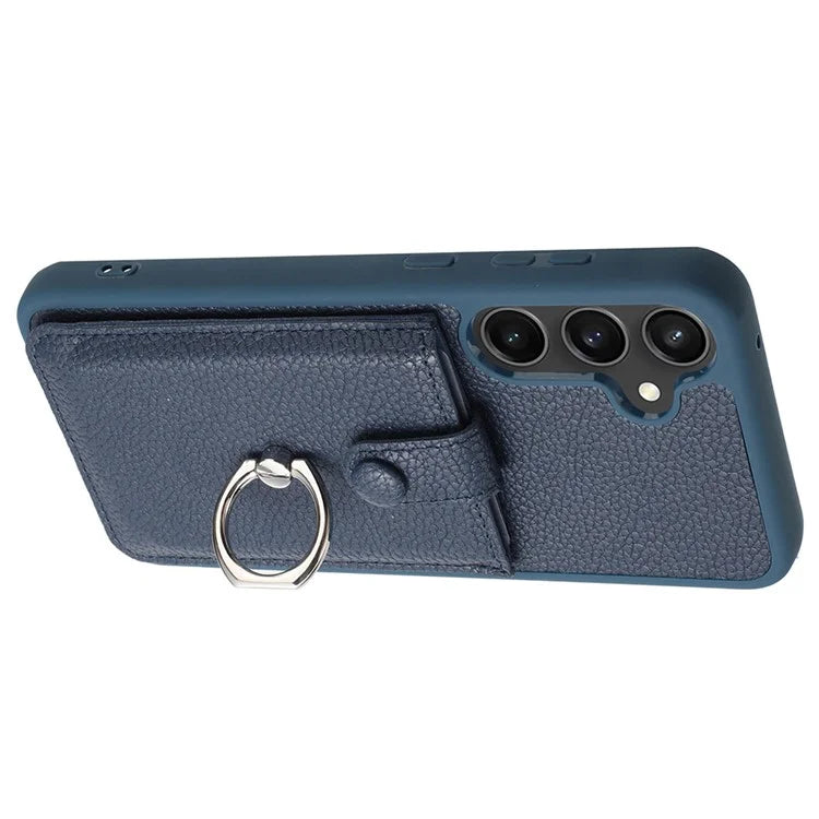 For Samsung Galaxy A55 5G Case Drawing Type Card Slots Litchi Texture Leather Back Cover with Ring Kickstand