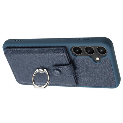For Samsung Galaxy A55 5G Case Drawing Type Card Slots Litchi Texture Leather Back Cover with Ring Kickstand