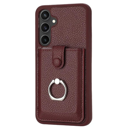 For Samsung Galaxy A55 5G Case Drawing Type Card Slots Litchi Texture Leather Back Cover with Ring Kickstand