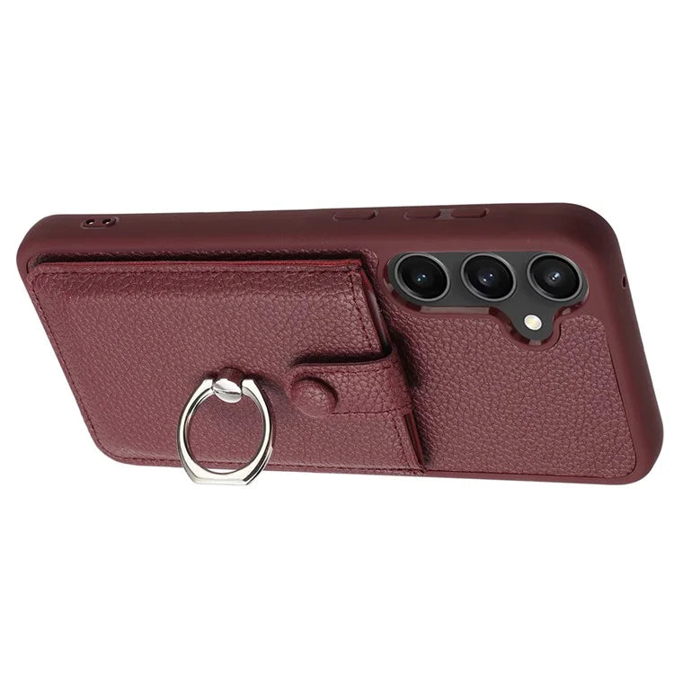For Samsung Galaxy A55 5G Case Drawing Type Card Slots Litchi Texture Leather Back Cover with Ring Kickstand