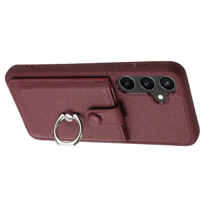 For Samsung Galaxy A55 5G Case Drawing Type Card Slots Litchi Texture Leather Back Cover with Ring Kickstand