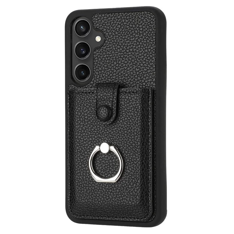 For Samsung Galaxy A55 5G Case Drawing Type Card Slots Litchi Texture Leather Back Cover with Ring Kickstand
