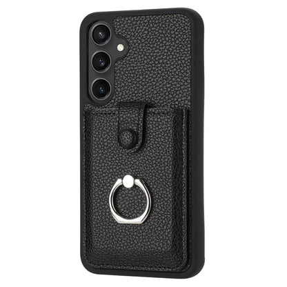 For Samsung Galaxy A55 5G Case Drawing Type Card Slots Litchi Texture Leather Back Cover with Ring Kickstand