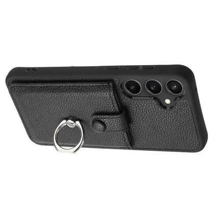 For Samsung Galaxy A55 5G Case Drawing Type Card Slots Litchi Texture Leather Back Cover with Ring Kickstand