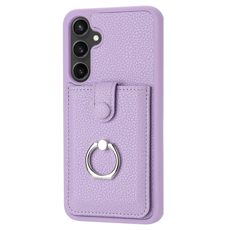 For Samsung Galaxy A55 5G Case Drawing Type Card Slots Litchi Texture Leather Back Cover with Ring Kickstand