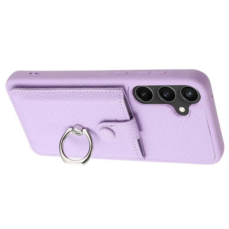 For Samsung Galaxy A55 5G Case Drawing Type Card Slots Litchi Texture Leather Back Cover with Ring Kickstand