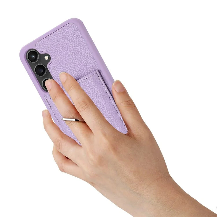 For Samsung Galaxy A55 5G Case Drawing Type Card Slots Litchi Texture Leather Back Cover with Ring Kickstand