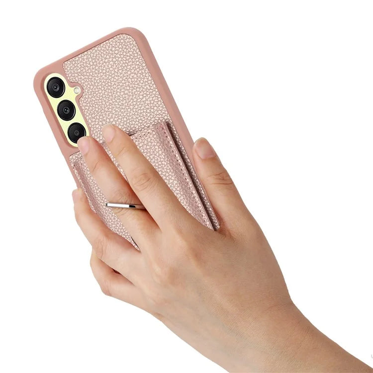 For Samsung Galaxy A25 5G (Global) (161.0 x 76.5 x 8.3mm) Case Drawing Type Card Slots Leather Back Cover with Ring Kickstand