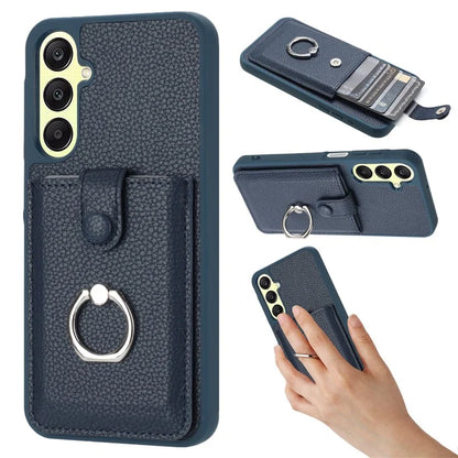 For Samsung Galaxy A25 5G (Global) (161.0 x 76.5 x 8.3mm) Case Drawing Type Card Slots Leather Back Cover with Ring Kickstand