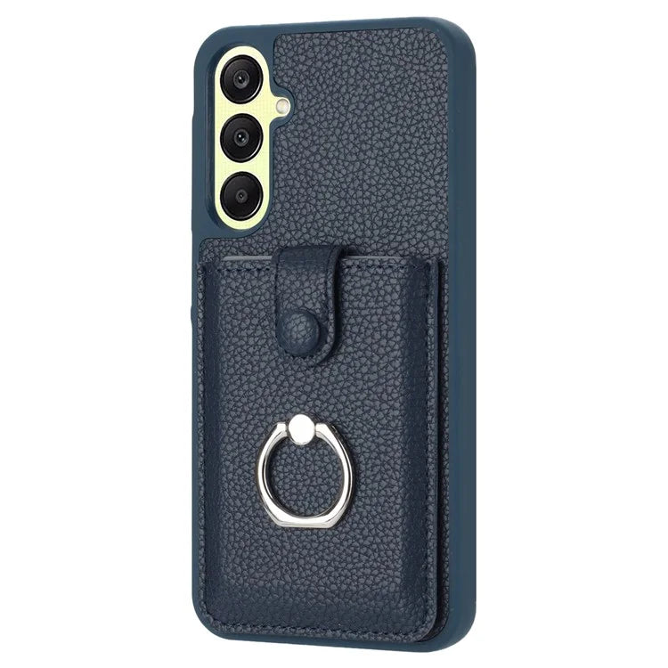 For Samsung Galaxy A25 5G (Global) (161.0 x 76.5 x 8.3mm) Case Drawing Type Card Slots Leather Back Cover with Ring Kickstand