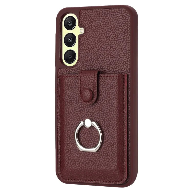 For Samsung Galaxy A25 5G (Global) (161.0 x 76.5 x 8.3mm) Case Drawing Type Card Slots Leather Back Cover with Ring Kickstand