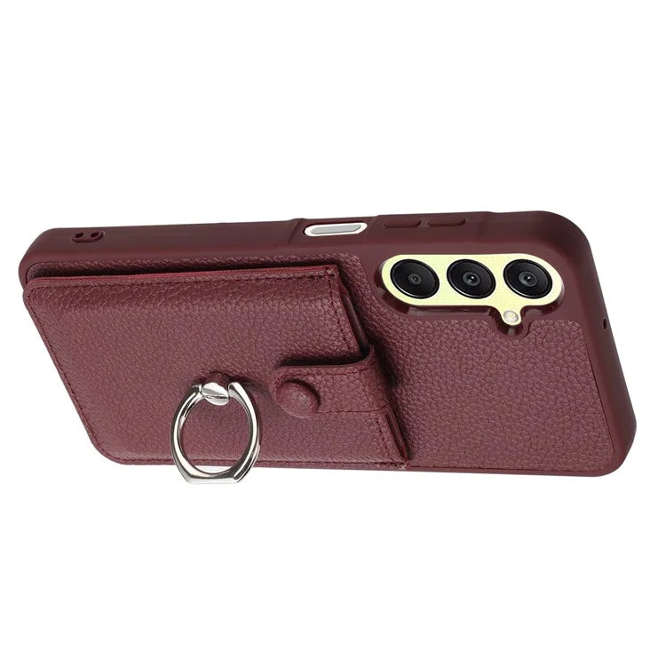 For Samsung Galaxy A25 5G (Global) (161.0 x 76.5 x 8.3mm) Case Drawing Type Card Slots Leather Back Cover with Ring Kickstand
