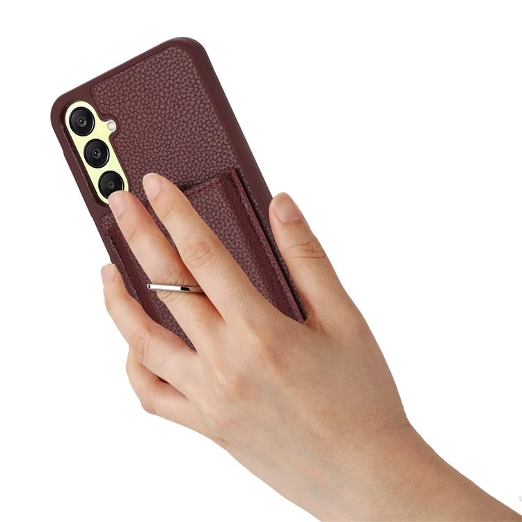 For Samsung Galaxy A25 5G (Global) (161.0 x 76.5 x 8.3mm) Case Drawing Type Card Slots Leather Back Cover with Ring Kickstand
