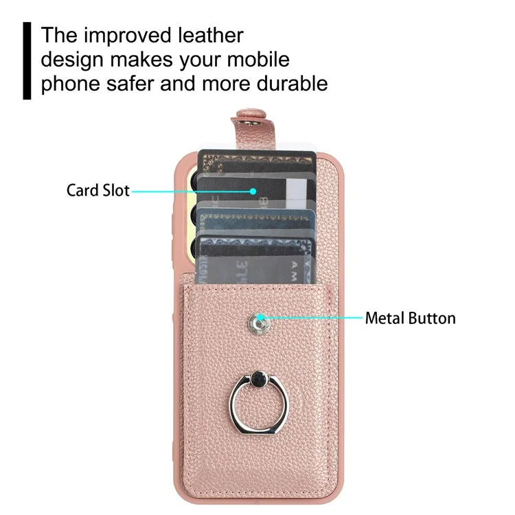 For Samsung Galaxy A25 5G (Global) (161.0 x 76.5 x 8.3mm) Case Drawing Type Card Slots Leather Back Cover with Ring Kickstand