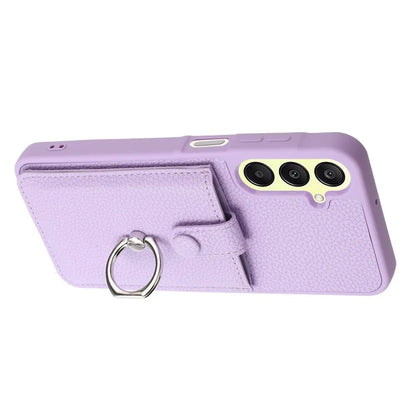 For Samsung Galaxy A25 5G (Global) (161.0 x 76.5 x 8.3mm) Case Drawing Type Card Slots Leather Back Cover with Ring Kickstand