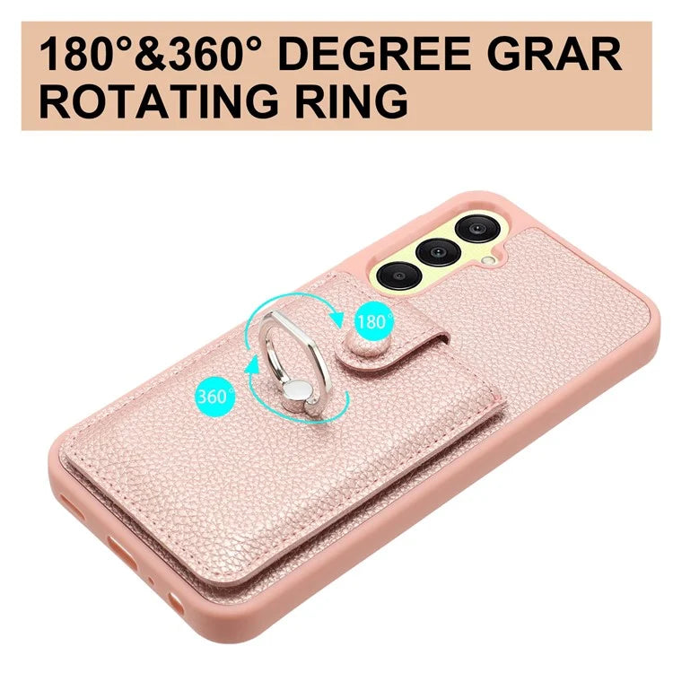 For Samsung Galaxy A25 5G (Global) (161.0 x 76.5 x 8.3mm) Case Drawing Type Card Slots Leather Back Cover with Ring Kickstand