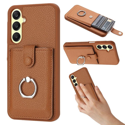 For Samsung Galaxy A25 5G (Global) (161.0 x 76.5 x 8.3mm) Case Drawing Type Card Slots Leather Back Cover with Ring Kickstand