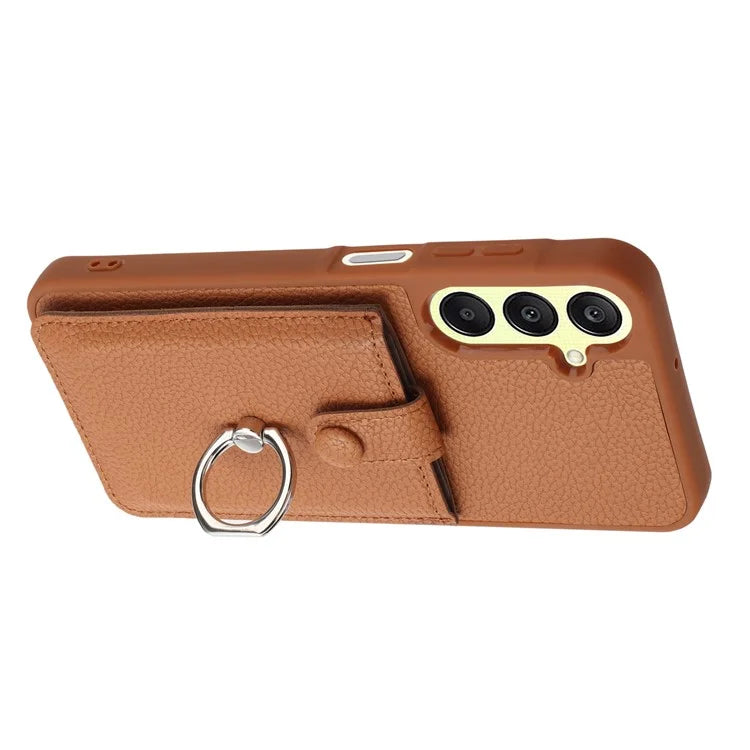 For Samsung Galaxy A25 5G (Global) (161.0 x 76.5 x 8.3mm) Case Drawing Type Card Slots Leather Back Cover with Ring Kickstand