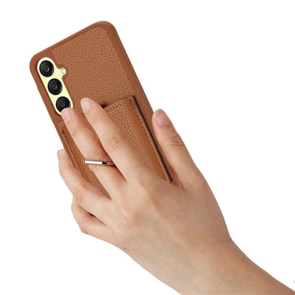 For Samsung Galaxy A25 5G (Global) (161.0 x 76.5 x 8.3mm) Case Drawing Type Card Slots Leather Back Cover with Ring Kickstand