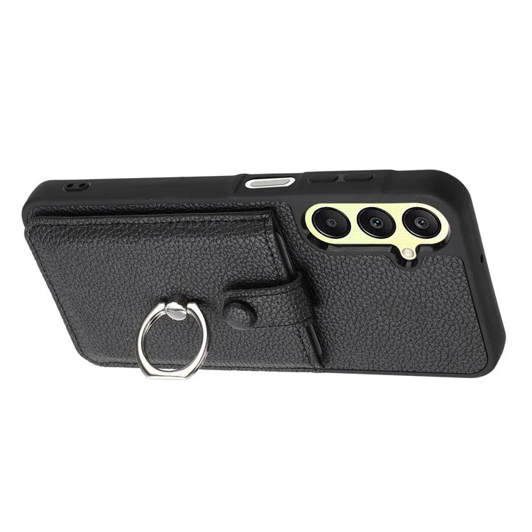 For Samsung Galaxy A25 5G (Global) (161.0 x 76.5 x 8.3mm) Case Drawing Type Card Slots Leather Back Cover with Ring Kickstand