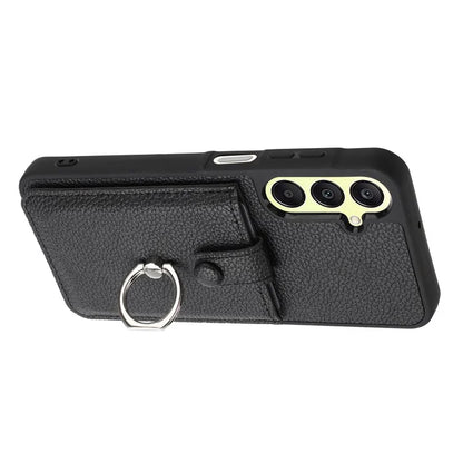 For Samsung Galaxy A25 5G (Global) (161.0 x 76.5 x 8.3mm) Case Drawing Type Card Slots Leather Back Cover with Ring Kickstand