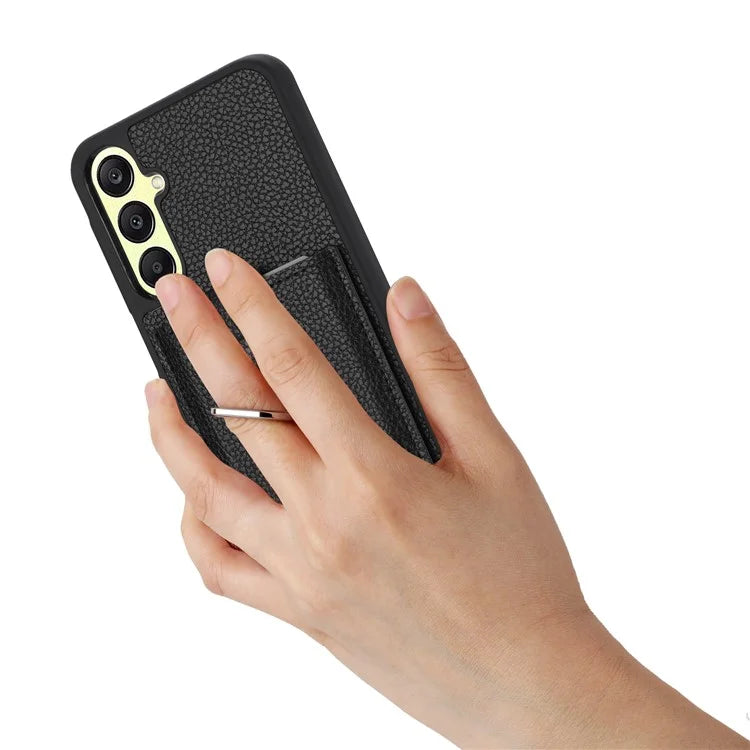 For Samsung Galaxy A25 5G (Global) (161.0 x 76.5 x 8.3mm) Case Drawing Type Card Slots Leather Back Cover with Ring Kickstand