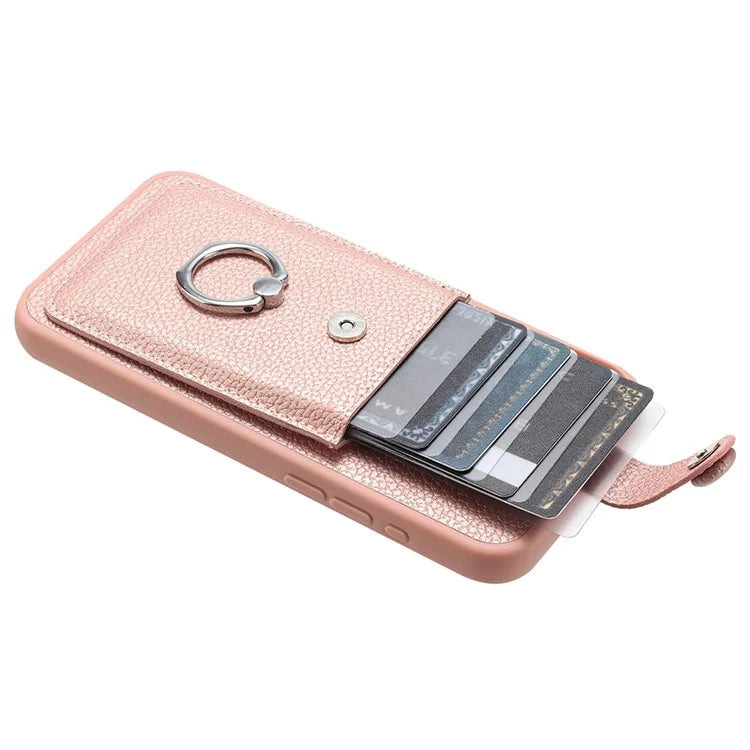 For Samsung Galaxy S24 FE Case Drawing Type Card Slots Litchi Texture Leather Back Cover with Ring Kickstand