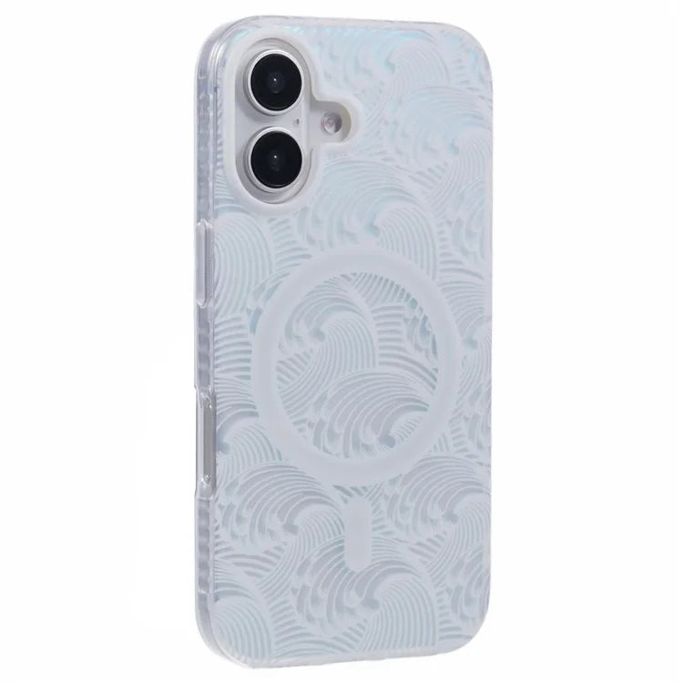 For iPhone 16 Plus Case Compatible with MagSafe Sea Waves IMD TPU+Acrylic Phone Cover