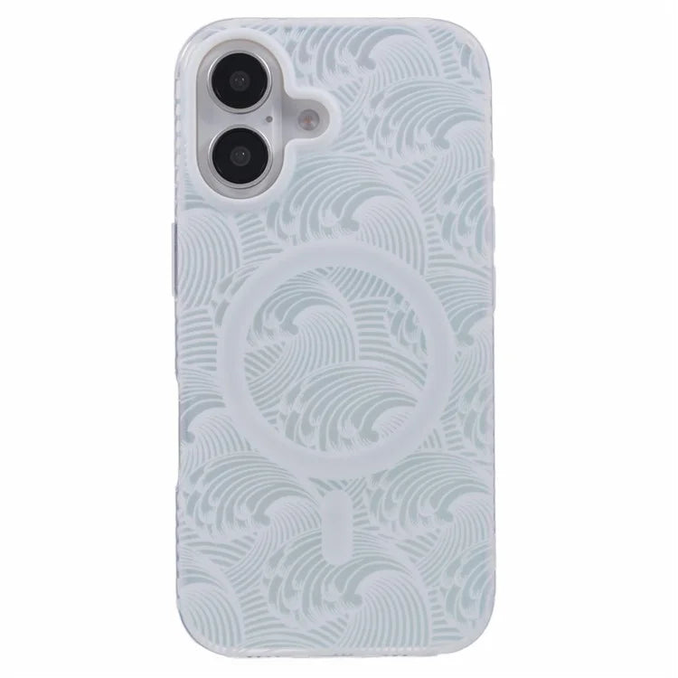 For iPhone 16 Plus Case Compatible with MagSafe Sea Waves IMD TPU+Acrylic Phone Cover