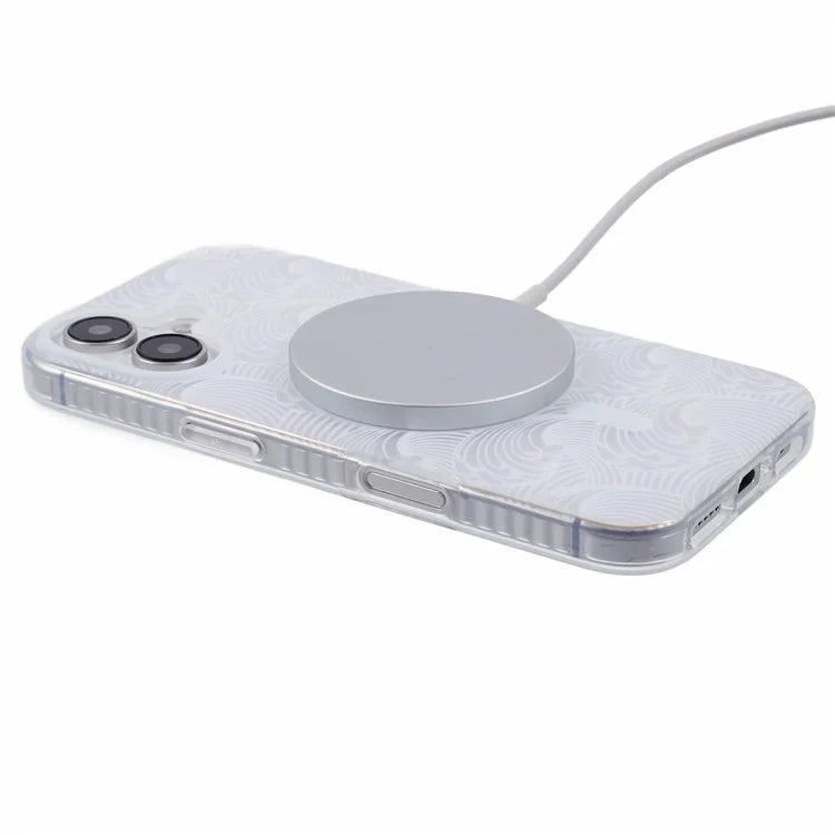 For iPhone 16 Plus Case Compatible with MagSafe Sea Waves IMD TPU+Acrylic Phone Cover