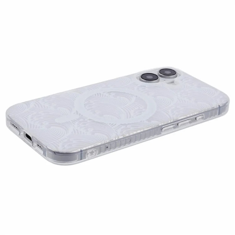 For iPhone 16 Plus Case Compatible with MagSafe Sea Waves IMD TPU+Acrylic Phone Cover